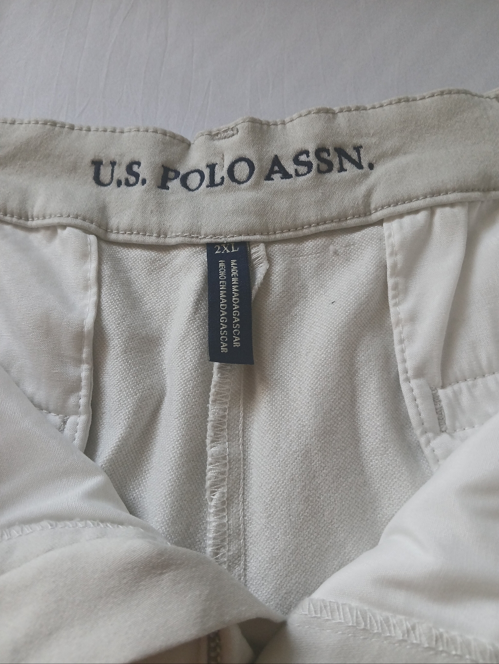 Tan U.S. Polo Assn. Men’s Cream Flat-Front Shorts Size 2x